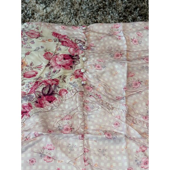 For Love & Lemons NWT Taylor Pink Floral Ruffle Crop Top Ruched Skirt Set Large - Picture 11 of 15